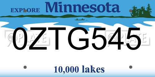 0ZTG545 Minnesota License Plate
