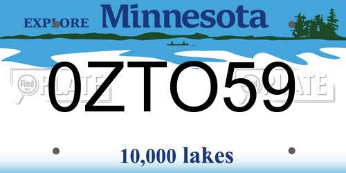 0ZTO59 Minnesota License Plate