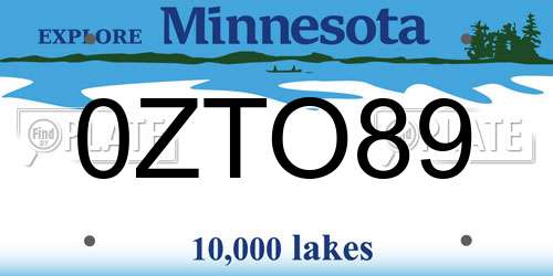 0ZTO89 Minnesota License Plate