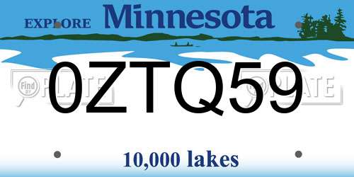 0ZTQ59 Minnesota License Plate