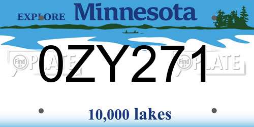 0ZY271 Minnesota License Plate
