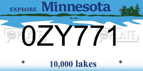 0ZY771 Minnesota License Plate