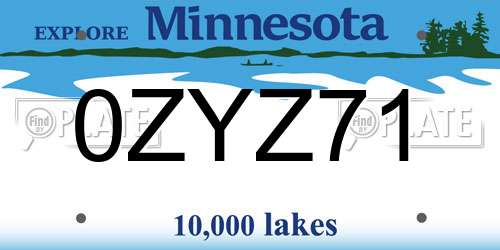 0ZYZ71 Minnesota License Plate