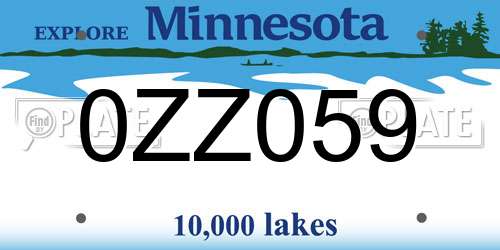 0ZZ059 Minnesota License Plate