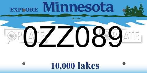 0ZZ089 Minnesota License Plate