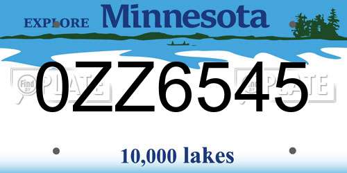 0ZZ6545 Minnesota License Plate