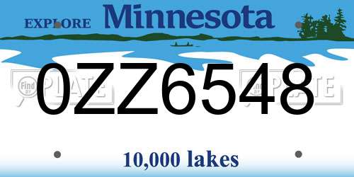 0ZZ6548 Minnesota License Plate