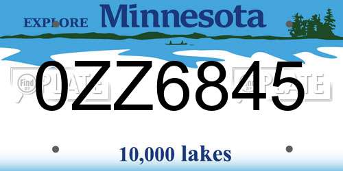 0ZZ6845 Minnesota License Plate