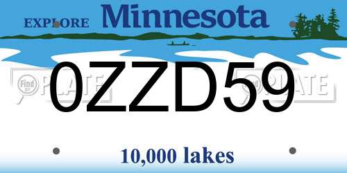0ZZD59 Minnesota License Plate