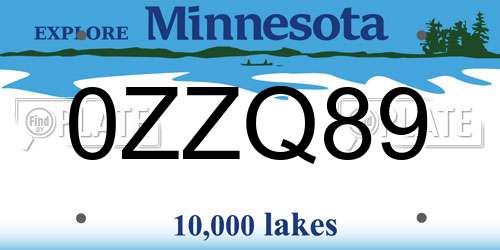 0ZZQ89 Minnesota License Plate