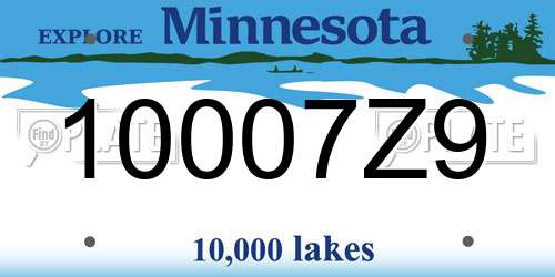 10007Z9 Minnesota License Plate