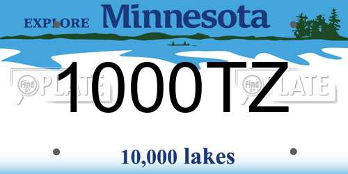 1000TZ Minnesota License Plate