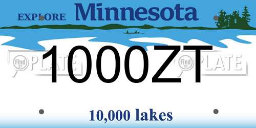 1000ZT Minnesota License Plate