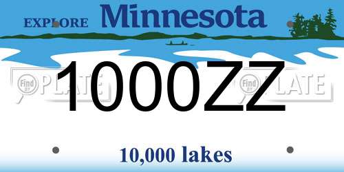 1000ZZ Minnesota License Plate