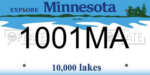 1001MA Minnesota License Plate