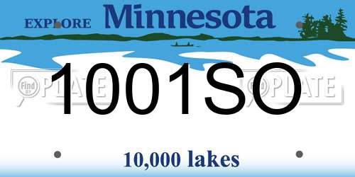 1001SO Minnesota License Plate