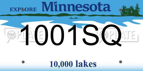 1001SQ Minnesota License Plate