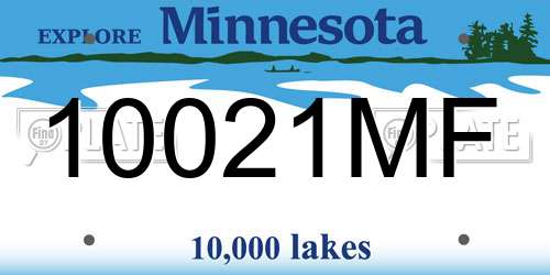 10021MF Minnesota License Plate