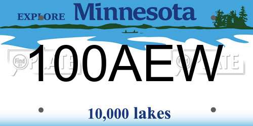 100AEW Minnesota License Plate