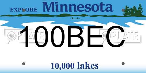 100BEC Minnesota License Plate