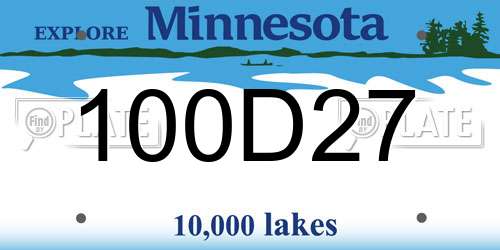 100D27 Minnesota License Plate