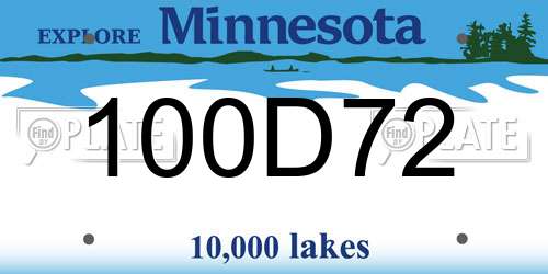 100D72 Minnesota License Plate