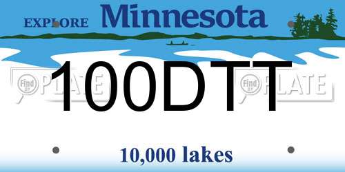 100DTT Minnesota License Plate