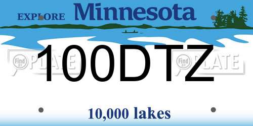 100DTZ Minnesota License Plate
