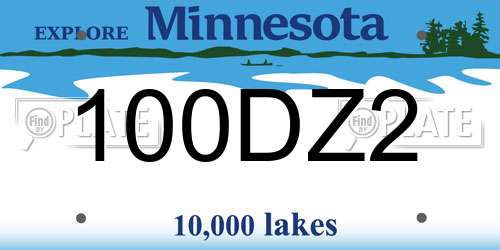 100DZ2 Minnesota License Plate