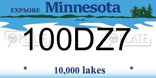 100DZ7 Minnesota License Plate