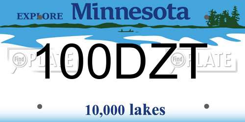100DZT Minnesota License Plate