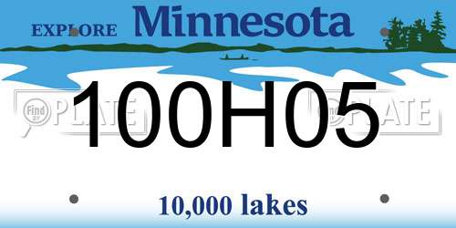 100H05 Minnesota License Plate