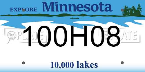 100H08 Minnesota License Plate