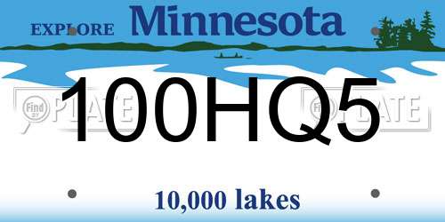 100HQ5 Minnesota License Plate
