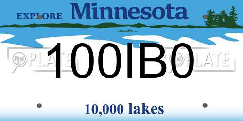 100IB0 Minnesota License Plate