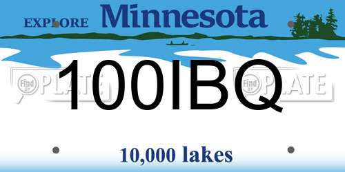 100IBQ Minnesota License Plate