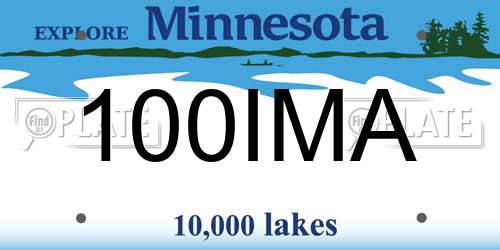100IMA Minnesota License Plate