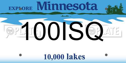 100ISQ Minnesota License Plate