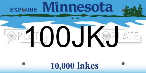 100JKJ Minnesota License Plate