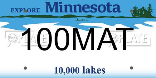 100MAT Minnesota License Plate