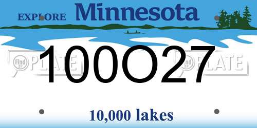 100O27 Minnesota License Plate