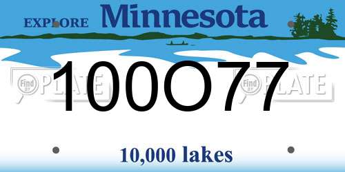 100O77 Minnesota License Plate