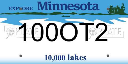 100OT2 Minnesota License Plate