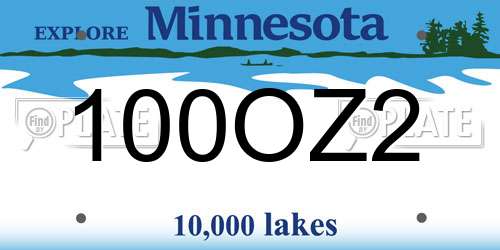 100OZ2 Minnesota License Plate
