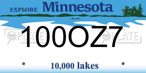 100OZ7 Minnesota License Plate