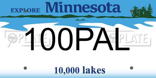 100PAL Minnesota License Plate