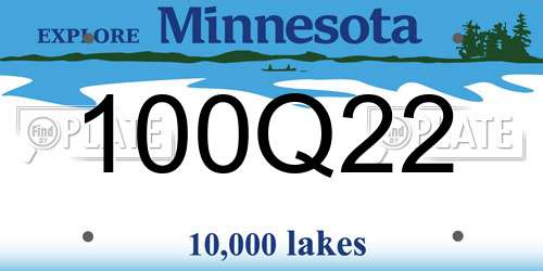 100Q22 Minnesota License Plate