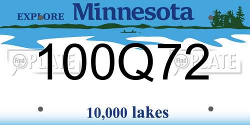 100Q72 Minnesota License Plate