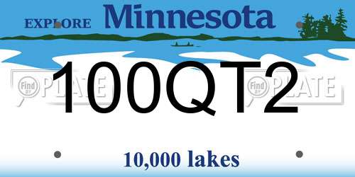 100QT2 Minnesota License Plate