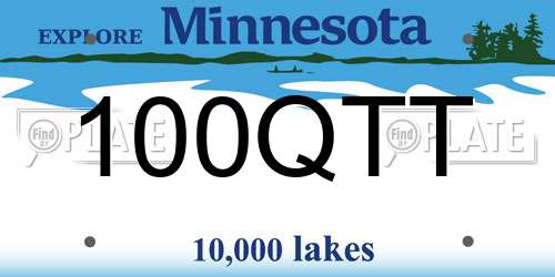 100QTT Minnesota License Plate